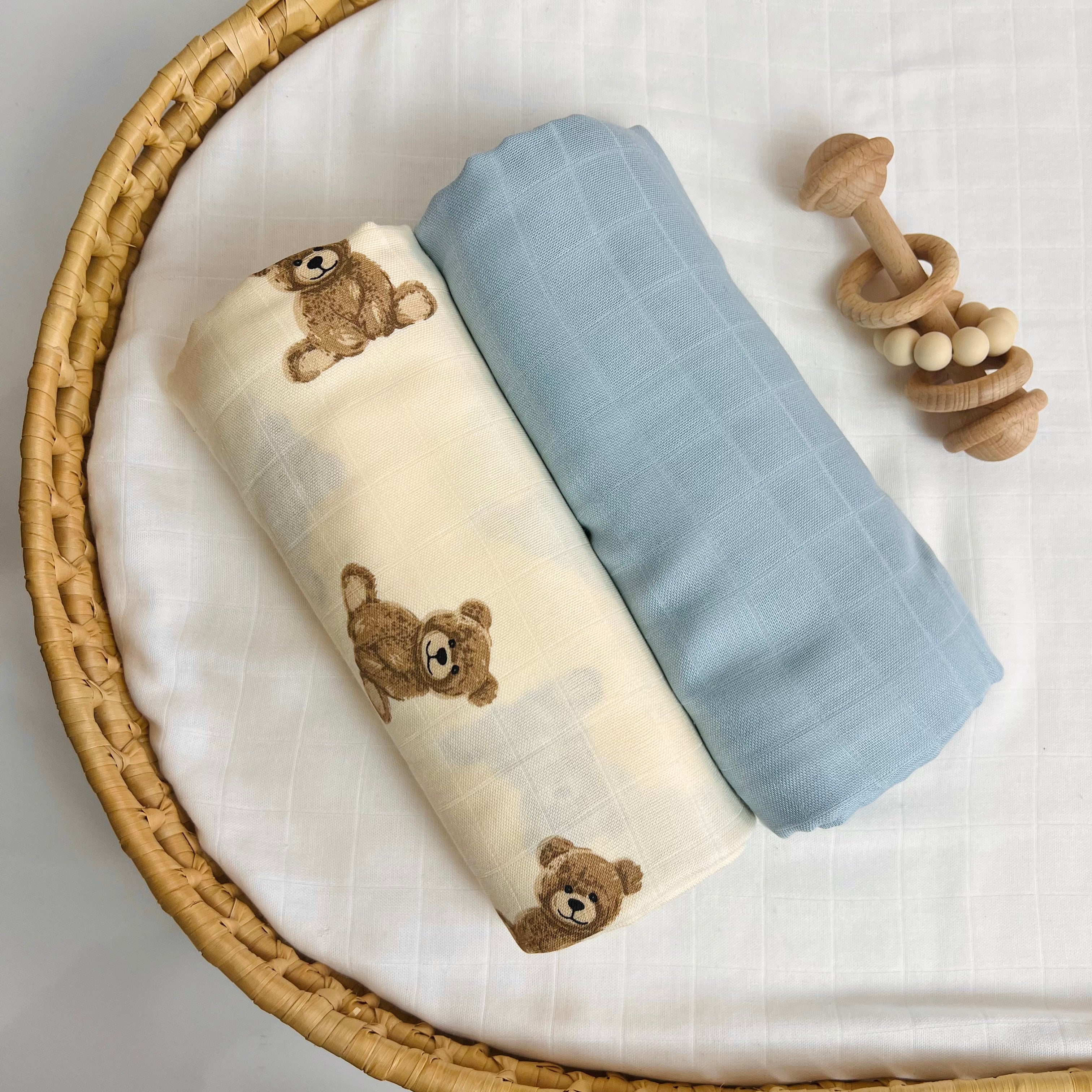 Kit Teddy + Azul Clarinho - 2 Fraldões